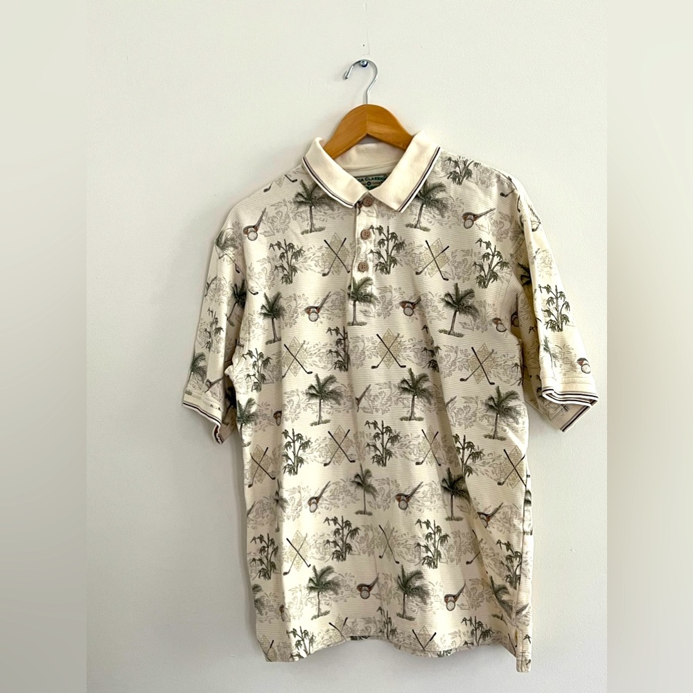 Boca Classics Club Golf Tropical Golf Polo Short Sleeve Shirt Size L
